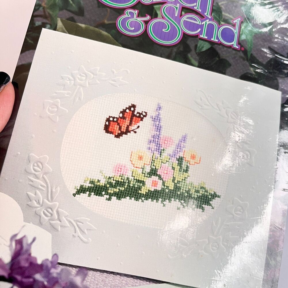 Stitch & Send 2158 Cross Stitch Greeting Card Kit Monarch Butterfly New Sealed